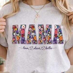 Personalized Floral Mama Shirt Custom Kids Tee